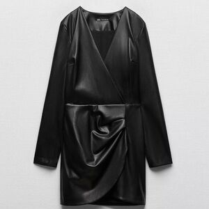 ZARA Faux leather draped dress